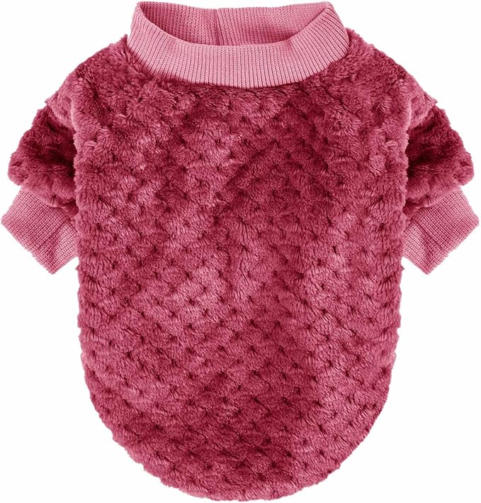 Dog Sweater, 2 or 3 Pack Dog Sweaters for Small Medium Dogs or Cat, Warm Soft Flannel Pet Clothes for Dogs Girl or Boy, Dog Shirt Coat Jacket (X-Small, Burgundy+Rosy)