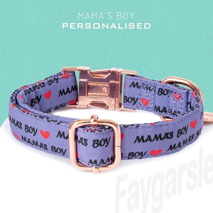 Faygarsle Purple Dog Collar for Small Medium Large Dogs Cute Puppy Collars for Male Dogs Letter Patterned Dog Collars for Summer Spring Wedding Puppy Necklace Boy Dog Collar L