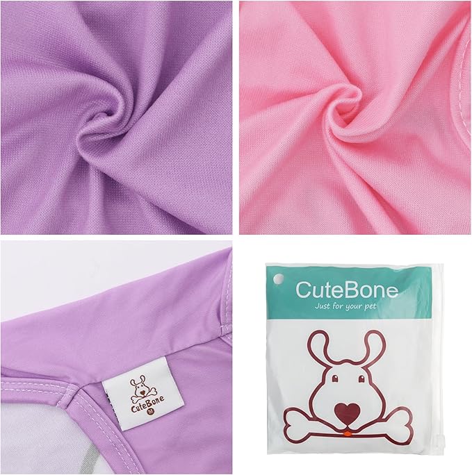 CuteBone Dog Shirts 2-Pack Soft Pet Clothes Breathable Summer Vest for Small Puppy and Stretchy Cat Apparel 2BX21M-D