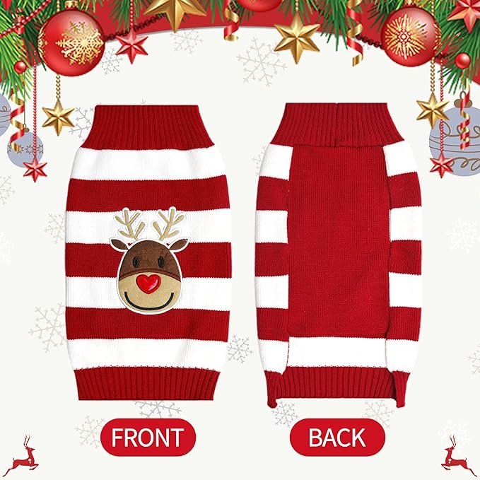 NACOCO Dog Reindeer Sweaters Dog Sweaters New Year Christmas Pet Clothes for Small Dog and Cat(Red, XL)