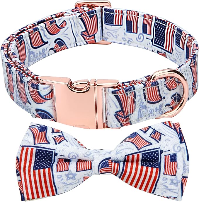 Adjustable Bow Tie Dog Collar Printed Cute Patterns Spring Summer Soft Pet Collars for Small Medium Large Dogs