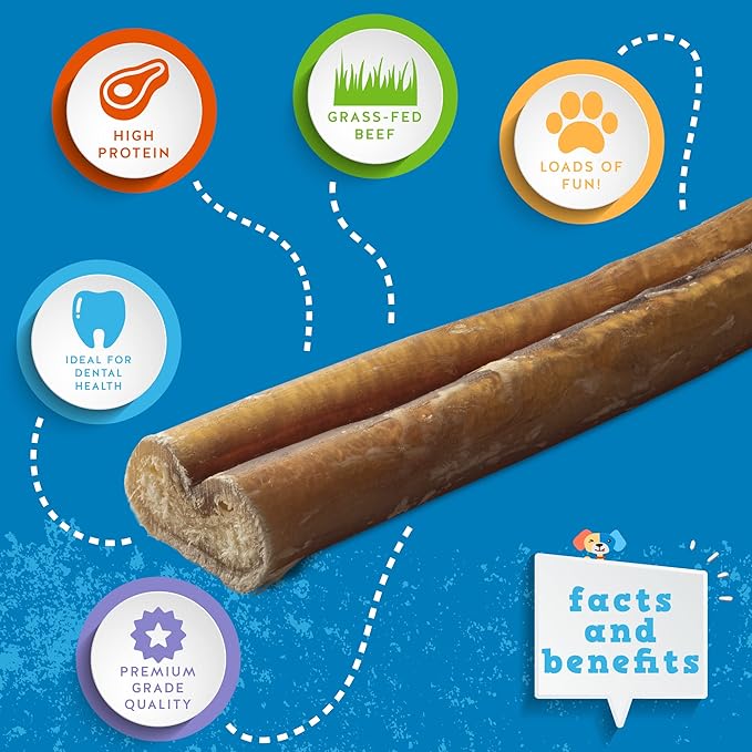 Jack&Pup 6-inch Bully Sticks for Medium Dogs (25 Pack) All Natural Beef Pizzle, Long Lasting Dog Treats, Odor Free