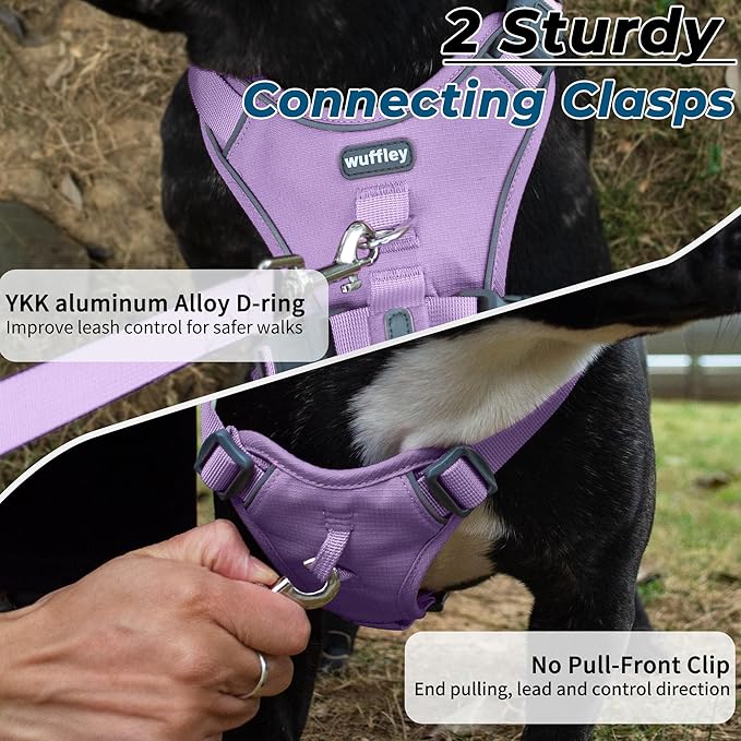 Escape Proof Dog Harness and Leash Set, Lightweight Dog Harness with Lift and Assist Handle, No Pull Reflective Pet Vest for Small Medium Dogs, Ideal for Puppy Walking and Training (Purple,XS)