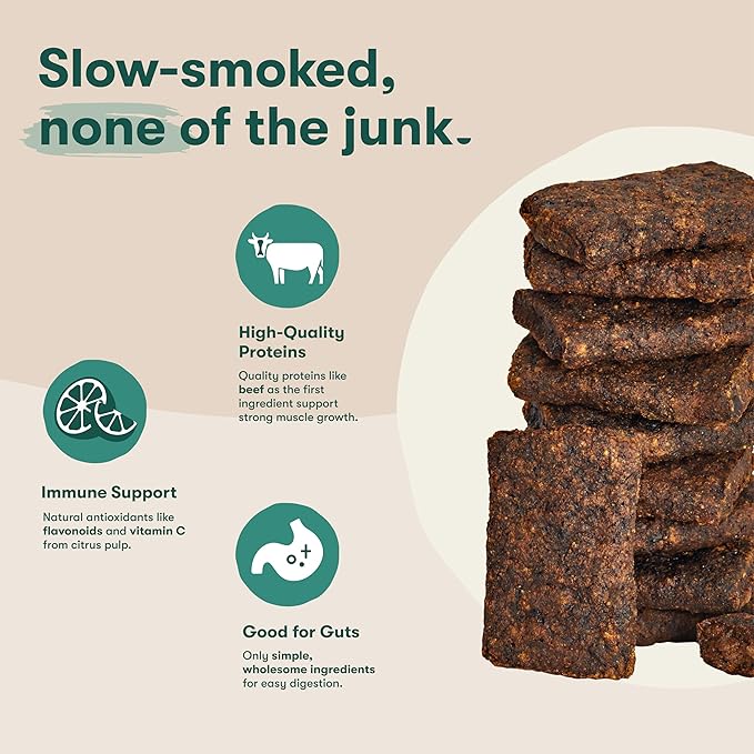 Jinx Tenders Beef Jerky Dog Treats, All Natural Ingredients, Soft and Chewy, Low-Calorie, Slow-Smoked Beef & Liver, No Fillers, 5oz