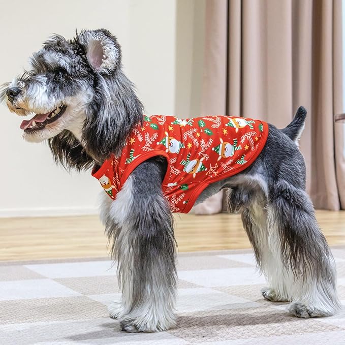 CuteBone Dog Christmas Shirts 2-Pack Soft Pet Clothes Breathable Summer Vest for Small Puppy and Stretchy Cat Apparel 2BX16L