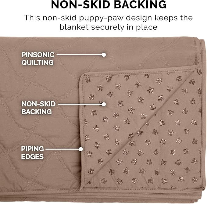 Furhaven Waterproof & Non-Slip Full Size Mattress Cover Protector for Dogs & Cats, Washable, For Beds, Couches, & Car Seats - Quilted Twill Blanket Mattress Cover - Brownstone, Medium/Full Size