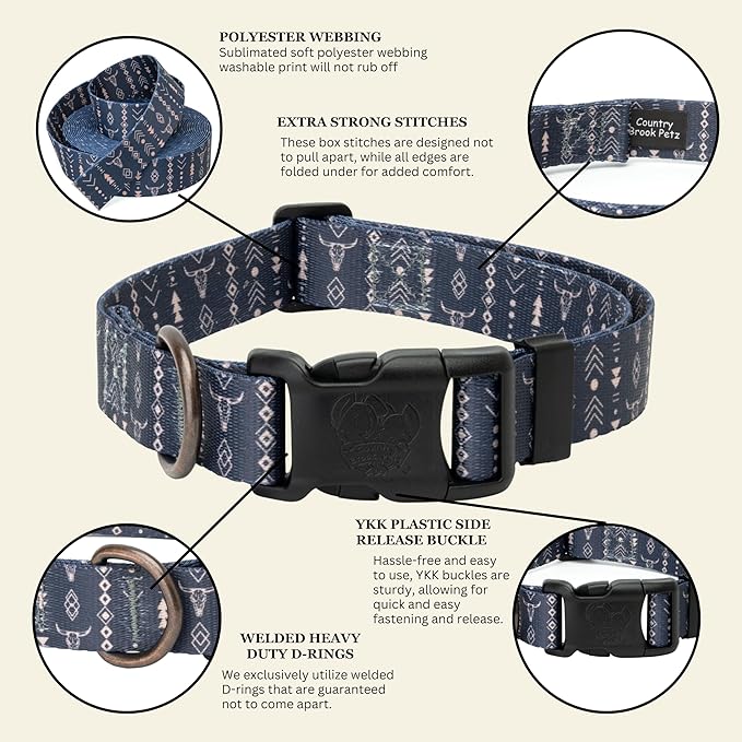 Country Brook Petz - Deluxe Copper Mesa Dog Collar - Made in The U.S.A. - Country and Western Collection Featuring Rustic Designs (1 Inch, Large)