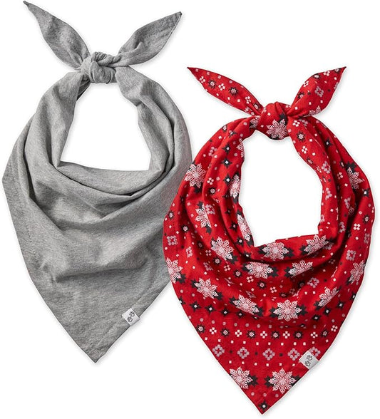 Multipack 100% Organic Cotton Pet Bandanas for Small, Medium and Large Dogs, Fair Isle, Medium/Large