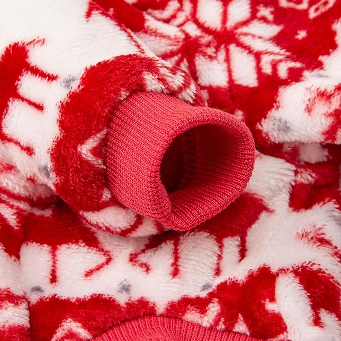 POMIU Dog Sweater, Dog Sweaters for Small Medium Dogs or Cat, Warm Soft Flannel Pet Clothes for Dogs Girl or Boy, Dog Shirt Coat Jacket (Xmas Red+Xmas White, XX-Small)