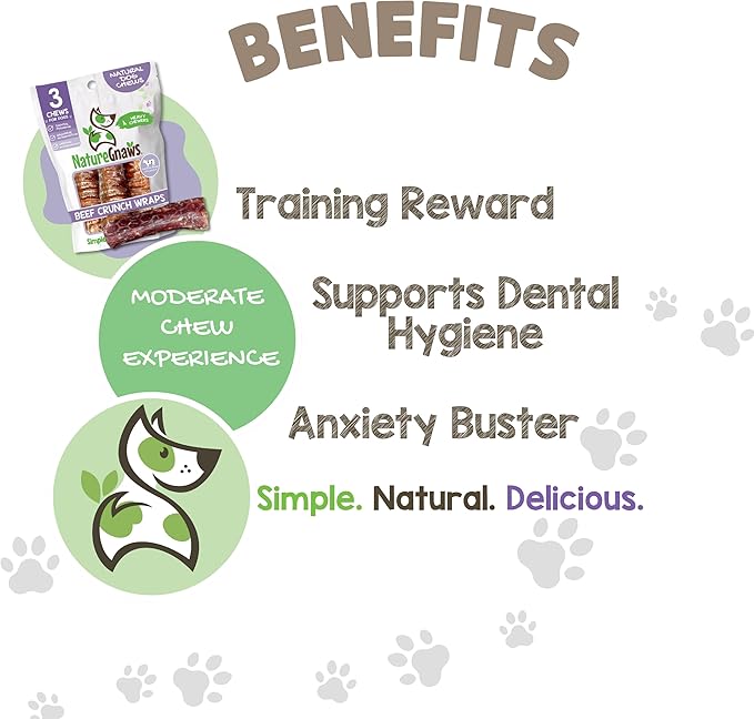 Nature Gnaws Beef Trachea Crunch Wraps for Dogs (3 Count) - Long Lasting Natural Beef Jerky Dog Chew Bones - Rawhide Free (Pack of 4)