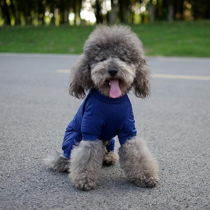 LoveLongLong Dog Jumpsuit with UV Protection and Quick-Dry Fabric for Spring Summer Pet Pajamas Navy Blue L