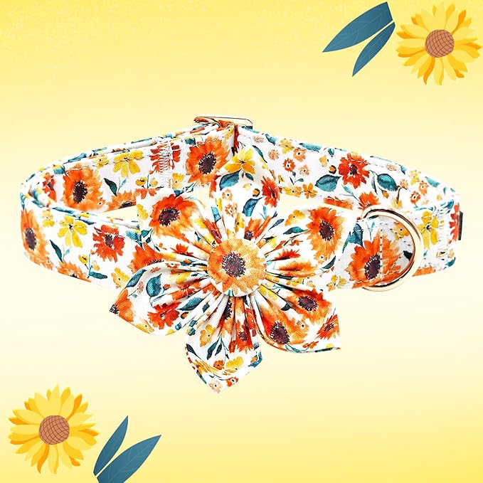 Lionheart glory Dog Collar Flowers Collar Floral Dog Collar with Flower Spring Summer Cute Collar Dog Boy or Girl Dog Collars Soft Durable Adjustable Dog Collars for Small Dogs