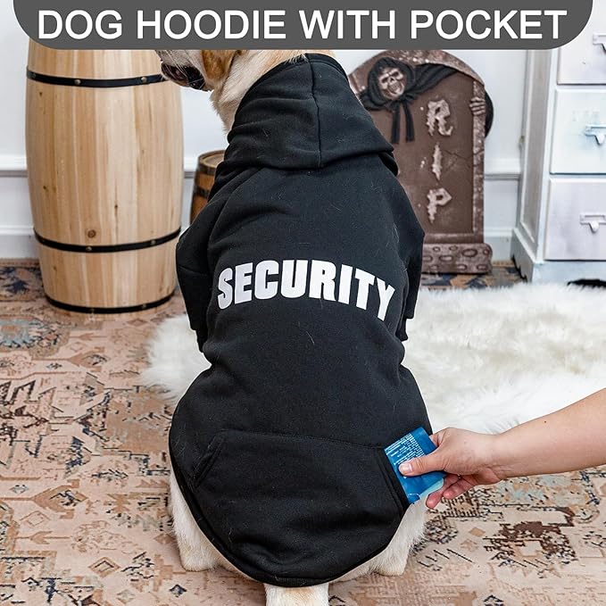 EXPAWLORER Dog Hoodies- Soft and Warm Dog Sweatshirt with Leash Hole, Halloween Dog Costume Winter Autumn Fleece Pet Clothes with Print for Puppy,Cat, Small Medium Large Dogs (XX-Large, Security)¡­