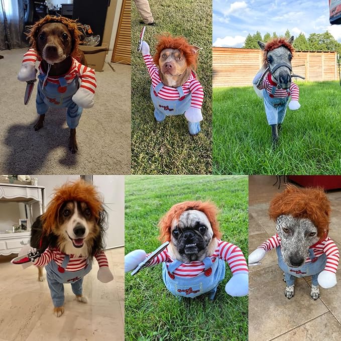 Pet Halloween Costume, Dog Funny Costume Halloween Cosplay Outfits Cute Clothes Adjustable Party Dress Up Apparel Accessories for Small Medium Large Dogs (Small)
