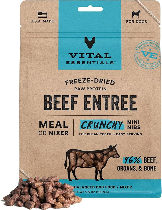 Vital Essentials® Freeze-Dried Raw Beef Entree & Mixer Dog Food Crunchy Mini Nibs, 5.5 oz