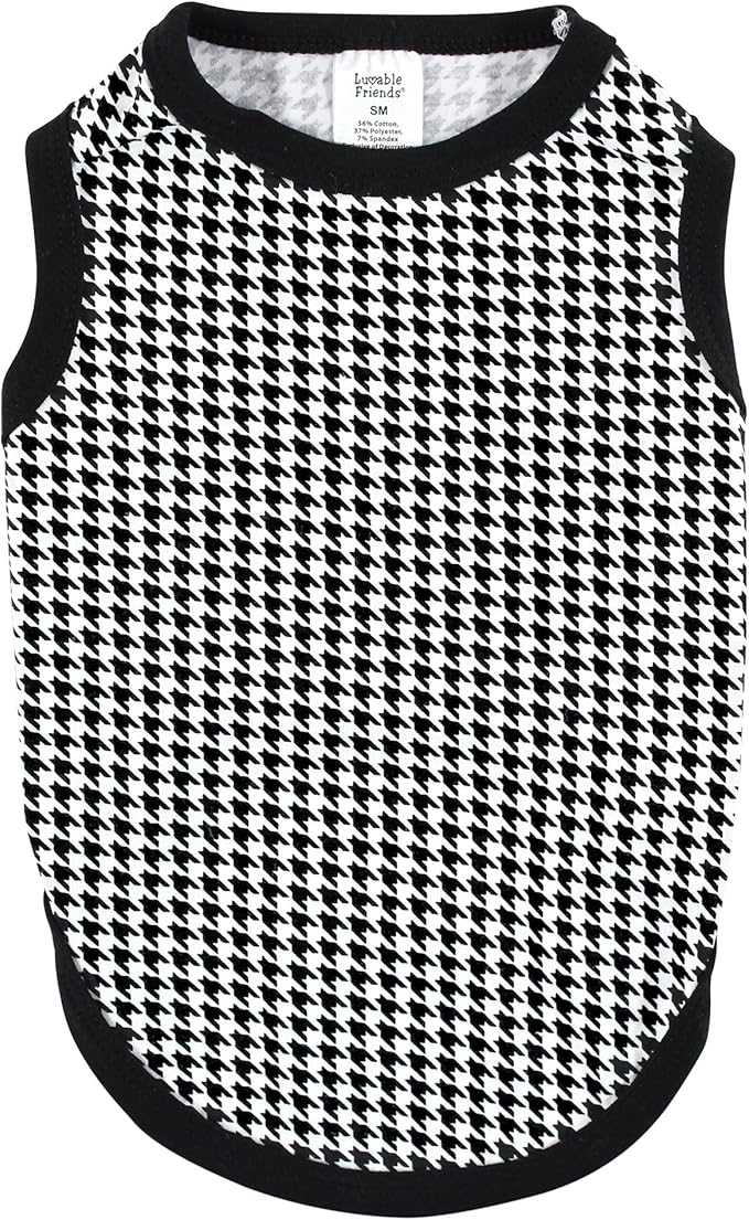 Luvable Friends Dog Pet Dog and Cats Cotton T-Shirts 2pk, Leopard Houndstooth, X-Large