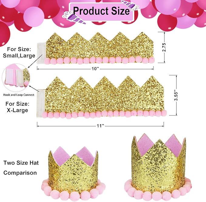 ADOGGYGO Dog Bandana Hat Set for Birthday Party Supply, Boy Girl Pet Birthday Scarf for Extra Large Dog (X-Large, Pink)