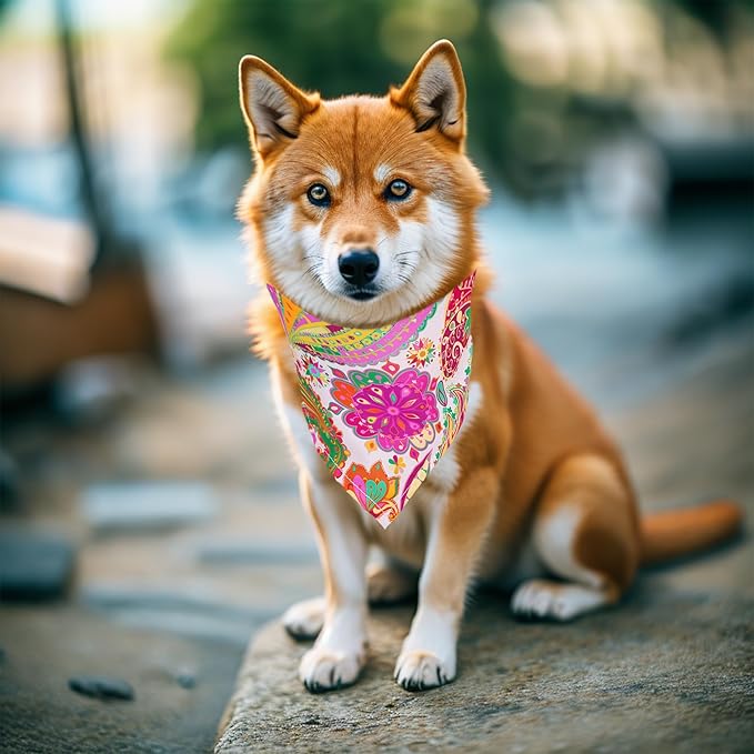 100pcs Dog Bandanas Paisley Bulk for Small Medium Breed Kerchief Triangle Bibs Scarves Pink Blue Yellow Red Girl Boy Grooming Costume