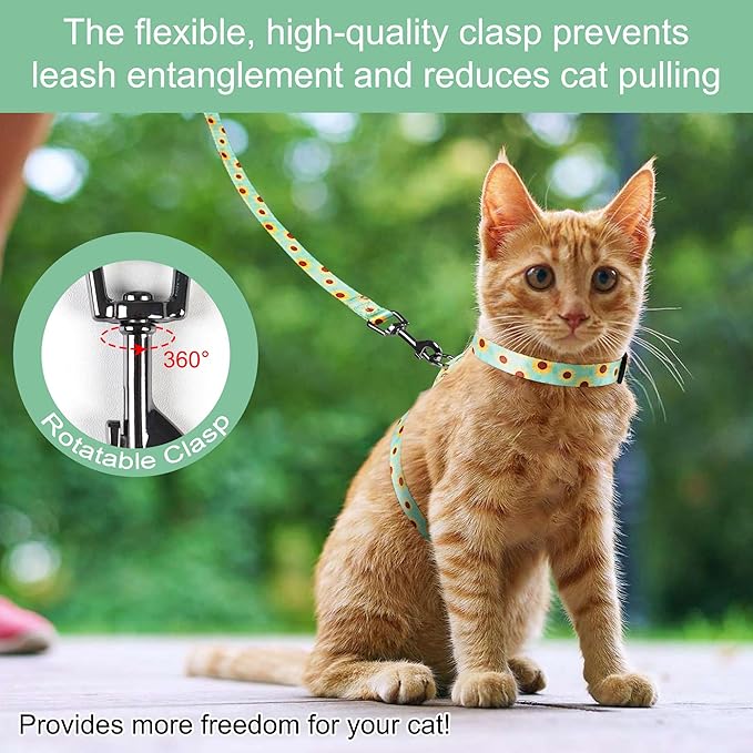 Leekalos Cat Harness and Leash for Walking,Cats Escape Proof - Adjustable Kitten Harness for Large Small Cats, Use Safe & Easy,Fit for Puppy,Rabbit