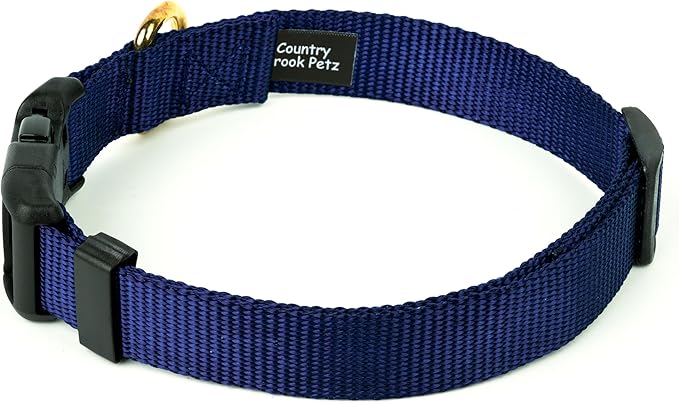 Country Brook Petz - American-Made Dog Collar for Large, Medium, and Small Dogs and Puppies - Deluxe Heavy Duty Nylon in 33 Dazzling Colors (Extra Large, 1 Inch Wide, Navy Blue)