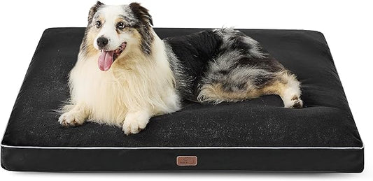 Bedsure Waterproof Dog Beds for Extra Large Dogs - 4 Inch Thicken Up to 100lbs XL Pet Mat Pillows with Removable Washable Cover, Black