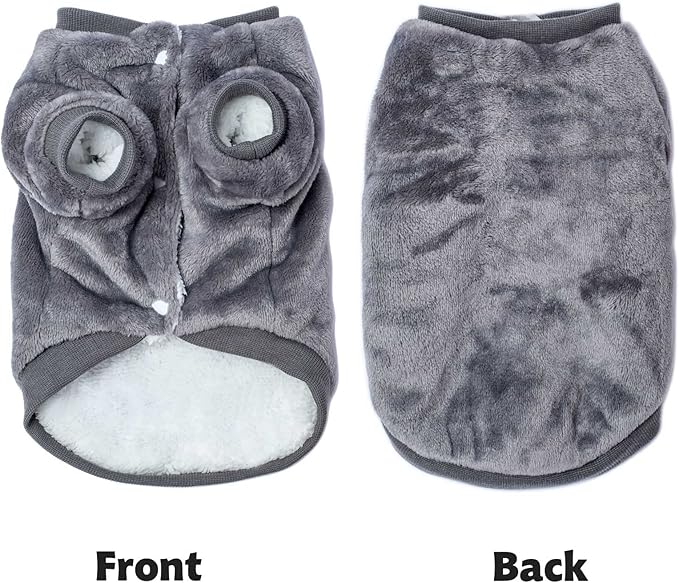 FabriCastle Dog Sweater, Dog Clothes XXS XS S M for Small Dogs Boy & Girl, Ultra Soft and Warm Cat Coat, Winter Pet Jacket, Doggy Apparel Costumes, Fleece Puppy Outfits Snap On (Gray, X-Small)