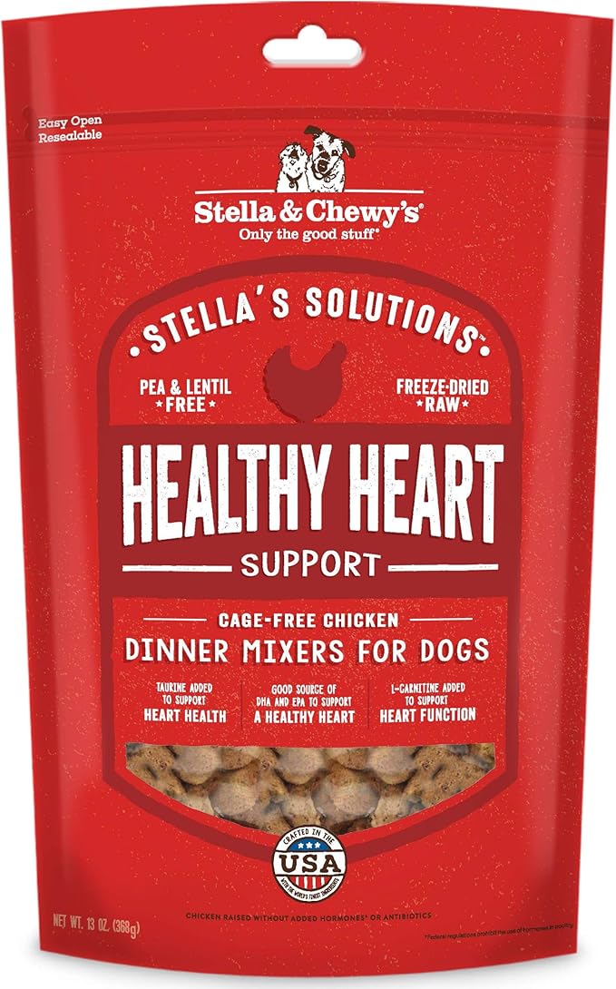 Stella & Chewy's Freeze-Dried Raw Dog Food for Heart Health - Cage-Free Chicken - Natural Solution for Cardiovascular Support & Energy - Premium Raw Nutrition - 13oz