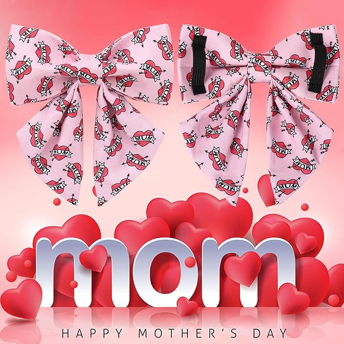 Mother’s Dog Collar with Bow Tie, Cute Cotton Girl Dog Collar, Adorable Pink Bowtie Collar for Puppy Girl Dog or Cat, Female Dog Collar with Metal Buckle, XS