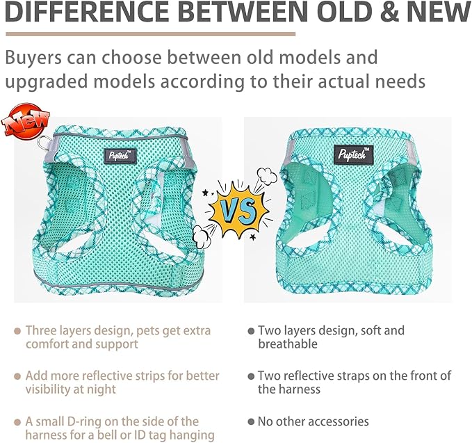 PUPTECK Dog Harness and Leash Set for Small Medium Dogs No Pull Step-in Soft Mesh Puppy Cat Vest Harnesses Reflective at Night, Upgraded New Green S