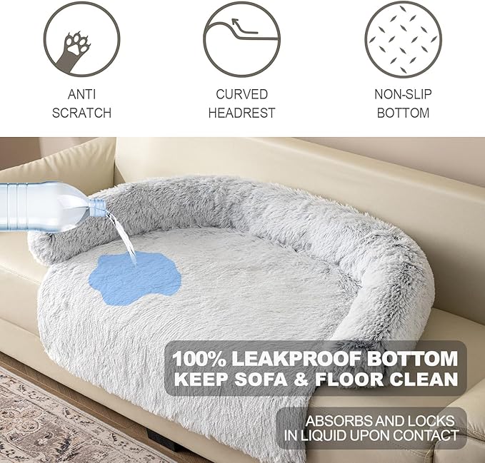Dogs/Cats Bed Mats, Couch Cover for Dogs, Sofa Style Luxurious Mat for Pets, Waterproof Lining and Nonskid Bottom Perfect on Dog Crate, Cat Cage or in The Car. (Gradient Gray, XXLPlus)