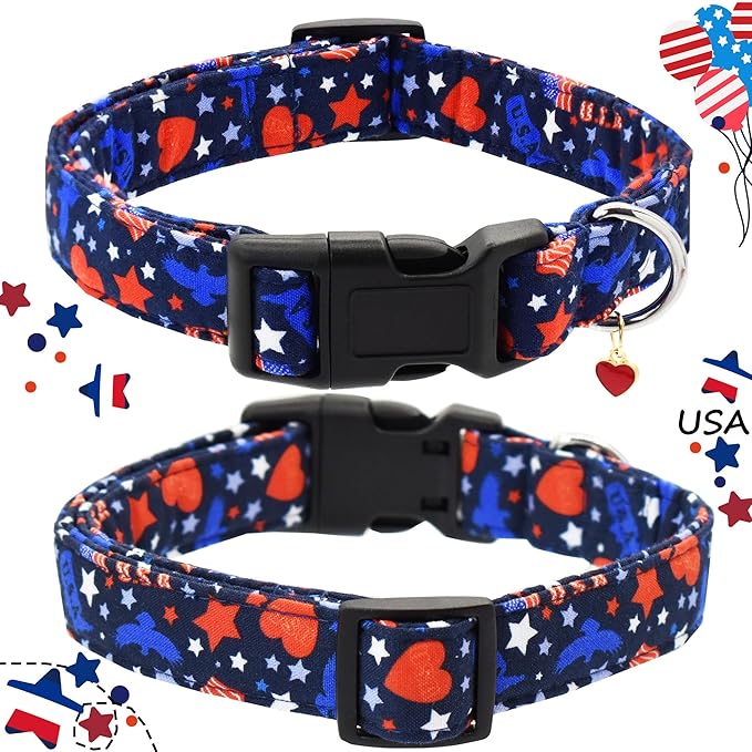 Bubblepup Dog Collar, Adjustable Dog Collar for Small Medium Large Dogs with Soft Cotton & Quick-Release Buckle
