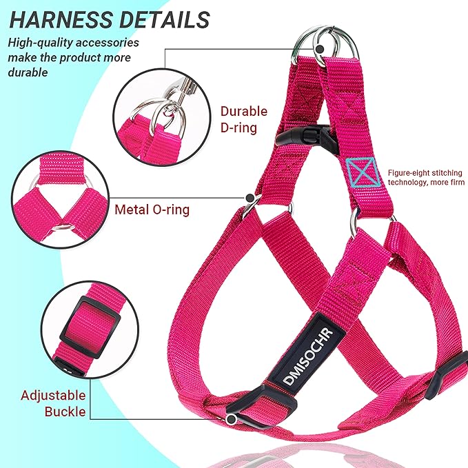 No Pull Dog Harness - Adjustable Step-in Harness & Leash Set for Small, Medium, Large Dogs - Escape Proof Soft Pet Harness for Walking, Training, Hiking, Outdoor Activities