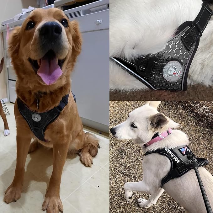 Cymiler Service Dog Vest,No-Pull Dog Harness and Leash Set,Adjustable Oxford Reflective Service Dog Vest Harness with Handle for Outdoor Walking Training,Easy Control for Small Medium Large Dogs