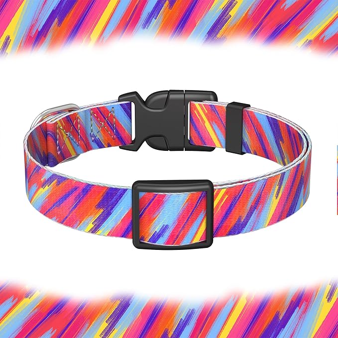 Cute Floral Dog Collar for Small Medium Large Dogs,Girl Female Dog Collars Soft Patterns Adjustable Pet Collar with Quick Release Safety Buckle for Puppy Breed Boy Dogs,Colorful,S