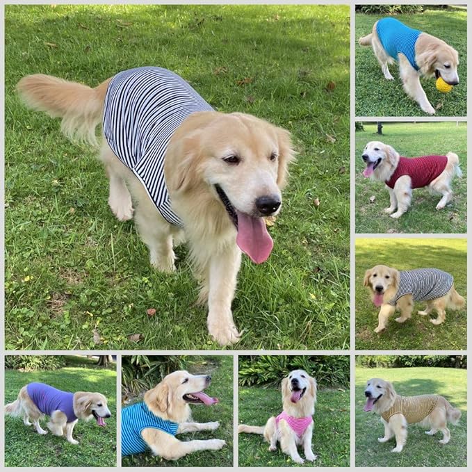 Dog Shirts Cotton Striped T-Shirts, Breathable Basic Vest for Puppy and Cat, Super Soft Stretchable Doggy Tee Tank Top Sleeveless, Fashion & Cute Color for Boys and Girls (XXL, Black+Red)