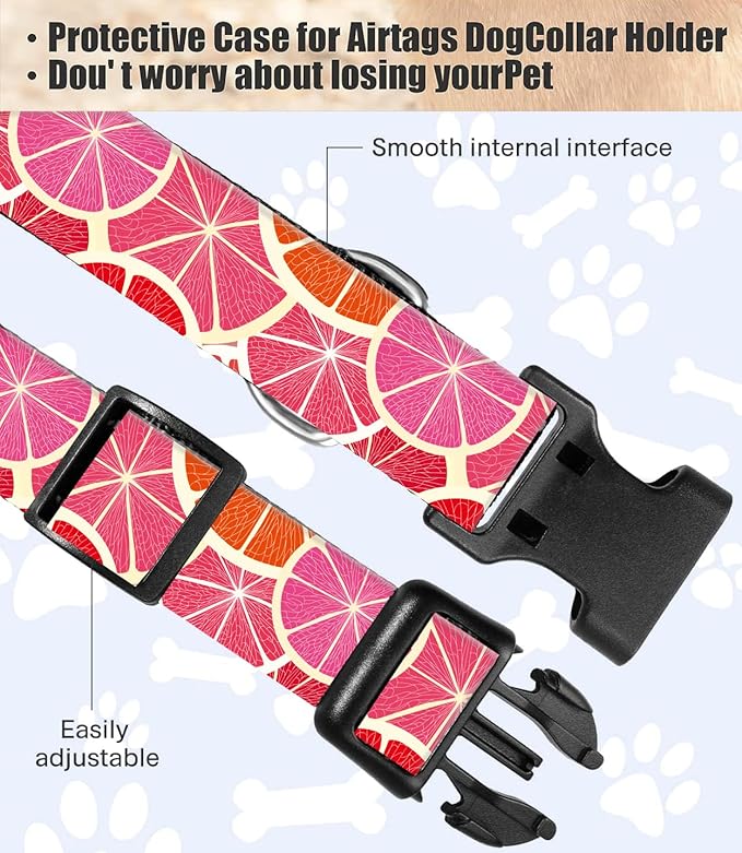 Dog Collar, Cute Dog Collar for Small Medium Large Dogs, Personalized Adjustable Soft Pet Collars with Quick Release Buckle for Walking Running, Cute Orange Lemon