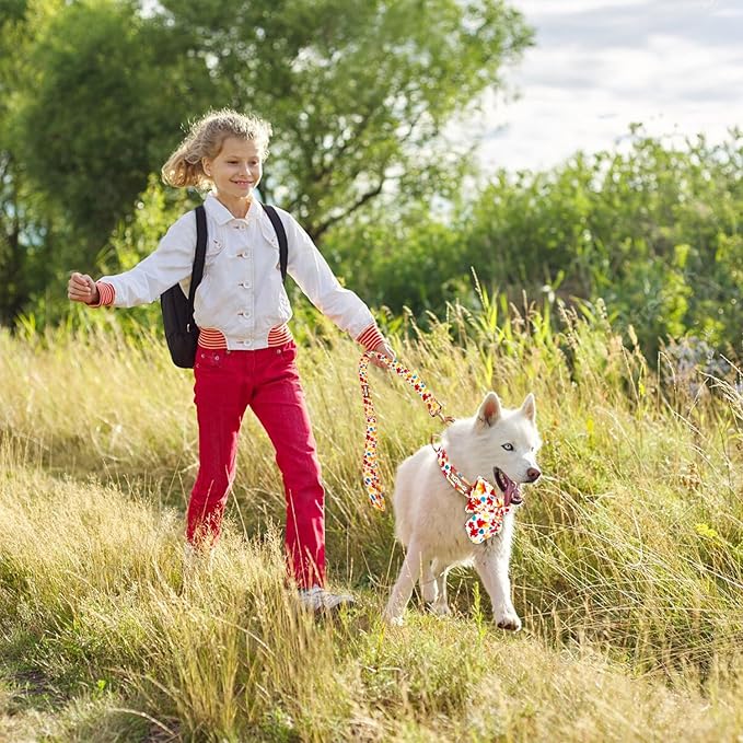 Tunkoo Autumn Fall Dog Collar with Elegant Bow Tie - Durable, Adjustable and Stylish Red Pet Collar, Available in Small Medium Large, M