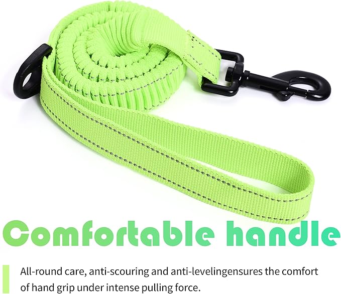 Mile High Life | Bungee Dog Leash | Gentle Pull Training Lead | Soft Comfort Texture | 3-5 Feet | for Dogs/Cats Under 20 lb (Lime Green)