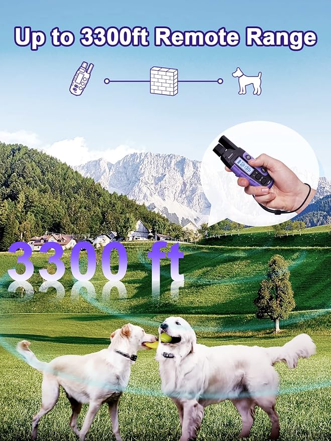 BOUSNIC Dog Shock Collar 2 Dogs (5-120Lbs) - 3300 ft Waterproof Training Collar for Dogs Large Medium Small with Rechargeable Remote, Beep (1-8) Vibration (1-16) and Humane Shock (1-99) Modes
