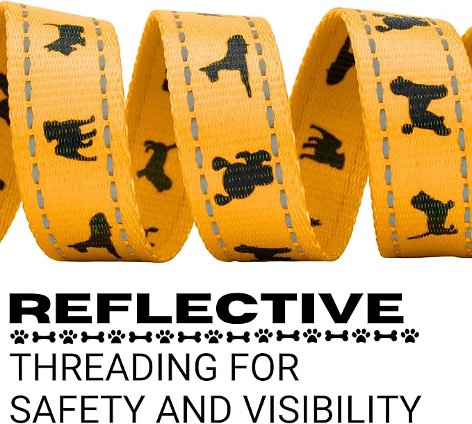 EcoBark Dog Leash - Soft & Reflective Comfort Training Leashes with Padded Handle - Strong Durable Heavy Duty - Training and Pulling for Small, Medium or Large Dogs (Yellow)