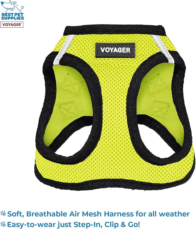 Voyager Step-in Air All Weather Mesh Harness and Reflective Dog 5 ft Leash Combo with Neoprene Handle, for Small, Medium and Large Breed Puppies by Best Pet Supplies - Green, X-Large