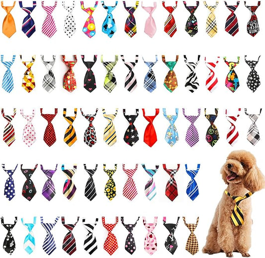 Segarty 60 PCS Small Dog Ties, Assorted Pattern Adjustable Pet Bow Ties for Small Dogs Bows Cats Grooming Bowties Puppy Neckties Festival Party Valentine Photography Birthday Gift Holiday Costumes
