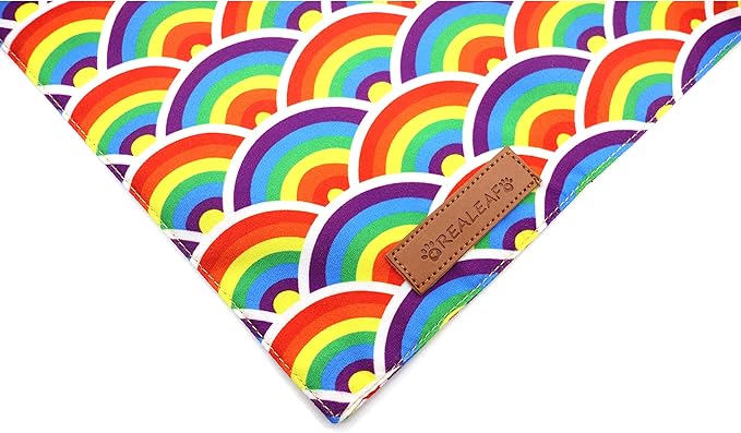 Realeaf Pride Dog Bandanas 2 Pack, LGBT LGBT+ Rainbow Scarves Bibs for Dogs, Premium Durable Fabric, Triangle Reversible Bandana for Small Medium Large and Extra Large Dogs Pets (Pride Day, Small)