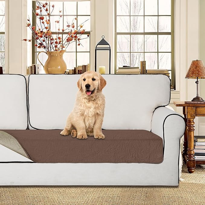 Easy-Going Waterproof Dog Bed Cover Reversible Leak Proof Pet Blanket Replacement Mat for Furniture Washable Couch Cover Sofa Cover for Dogs Cat(40x50 Inch, Brown/Beige)