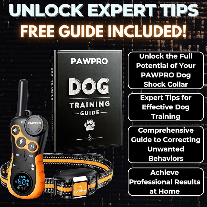 Dog Shock Collar with Remote, Unmatched 4-Mile Range, Night-Light Mode, Training Guide Included, 124 Training Levels & 4 Modes, Beep Vibration Shock, Waterproof Rechargeable, Fits All Dogs (1 Collar)