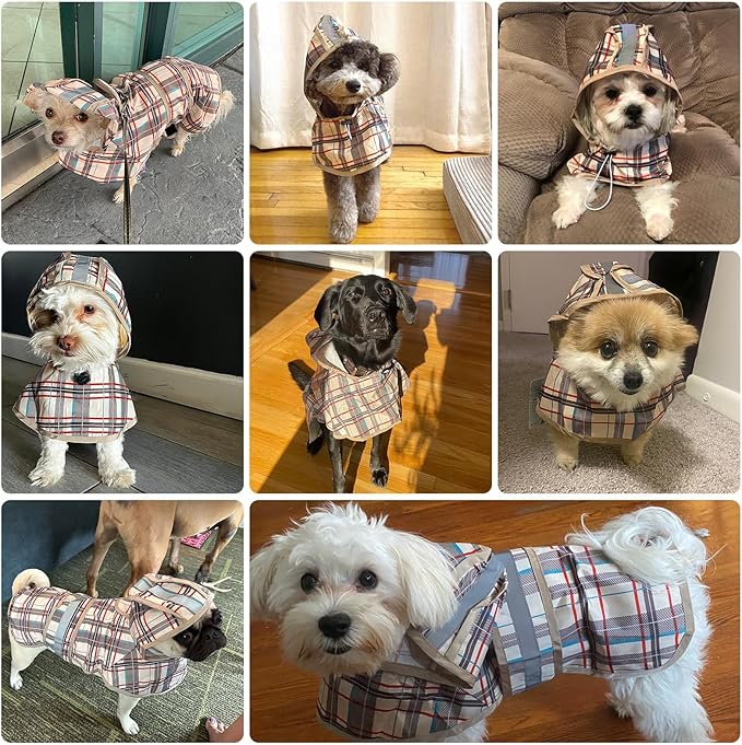 KOOLTAIL Dog Raincoat Hooded Slicker Poncho with Leash Hole, Raincoat for Small Medium Dogs, Waterproof Doggie Rain Jacket with Reflective Strip, Adjustable Breathable Puppy Rainwear-Yellow Duck