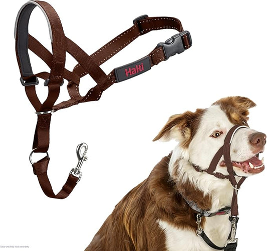 HALTI Headcollar - to Stop Your Dog Pulling on The Leash. Adjustable, Reflective and Lightweight, with Padded Nose Band. Dog Training Anti-Pull Collar for Medium Dogs (Size 2, Deep Walnut)