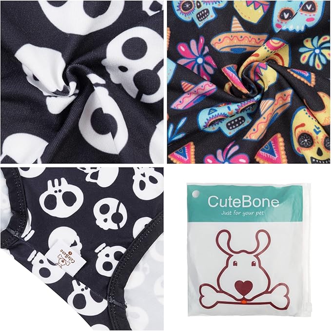 CuteBone Halloween Dog Shirts 2-Pack Soft Pet Clothes Breathable Summer Vest for Small Puppy and Stretchy Cat Apparel 2BX07S