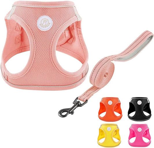 Soft Mesh Dog Harness and Leash Set, No Pull Puppy Harness and Leash Set, Reflective Step in Harness for Small Medium Dogs, Easy Walk Escape Proof Vest Harnesses (Pink, XXS)