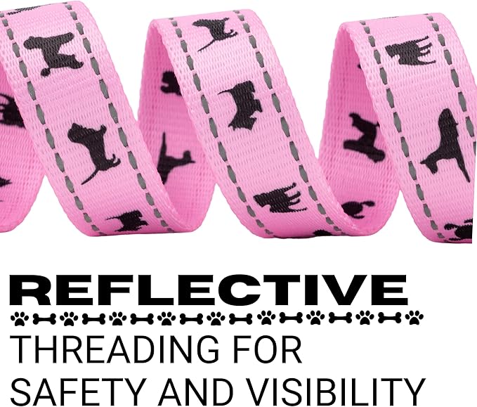 EcoBark Dog Leash - Soft & Reflective Comfort Training Leashes with Padded Handle - Strong Durable Heavy Duty - Training and Pulling for Small, Medium or Large Dogs (Baby Pink)